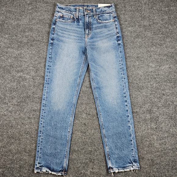 American Eagle Outfitters Denim - American Eagle Super High-Rise Straight Jeans Men's 2 SHORT Stretch Med Wash NEW